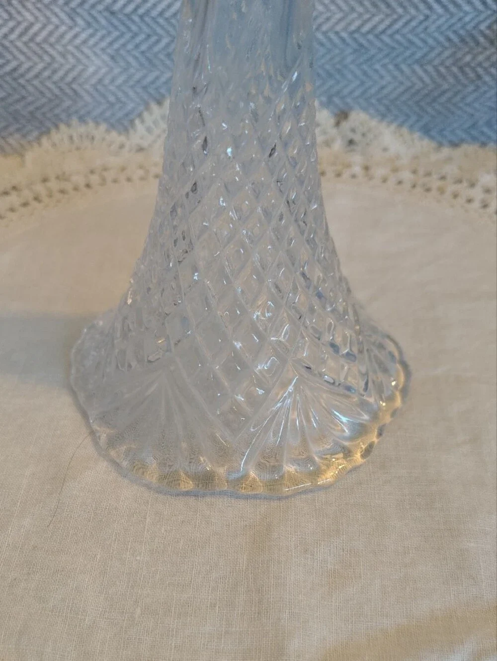 Clear Cut Glass Trumpet Vase - Elegant Home Accent
